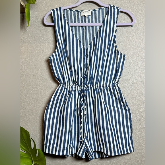 SOLD - Everly navy stripe romper Size Med - Picture 1 of 4